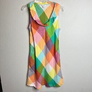 Crown & Ivy 100% Linen Dress Size Medium Multi Gingham Sundress